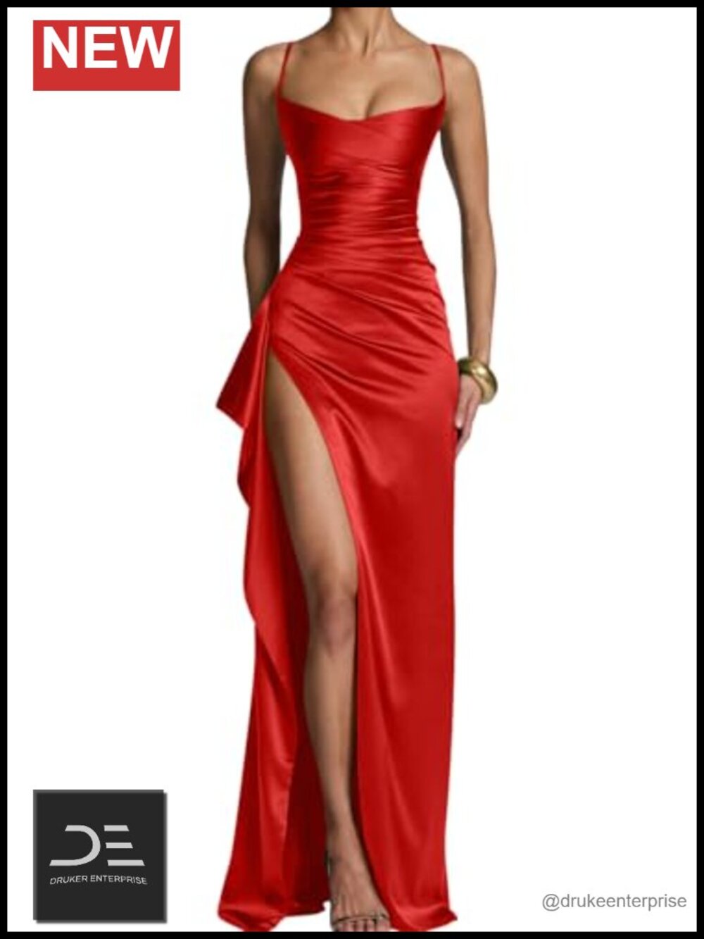 Sleeveless Bodycon Maxi Dress Cowl Neck Ruched Slit Party Evening Gown
